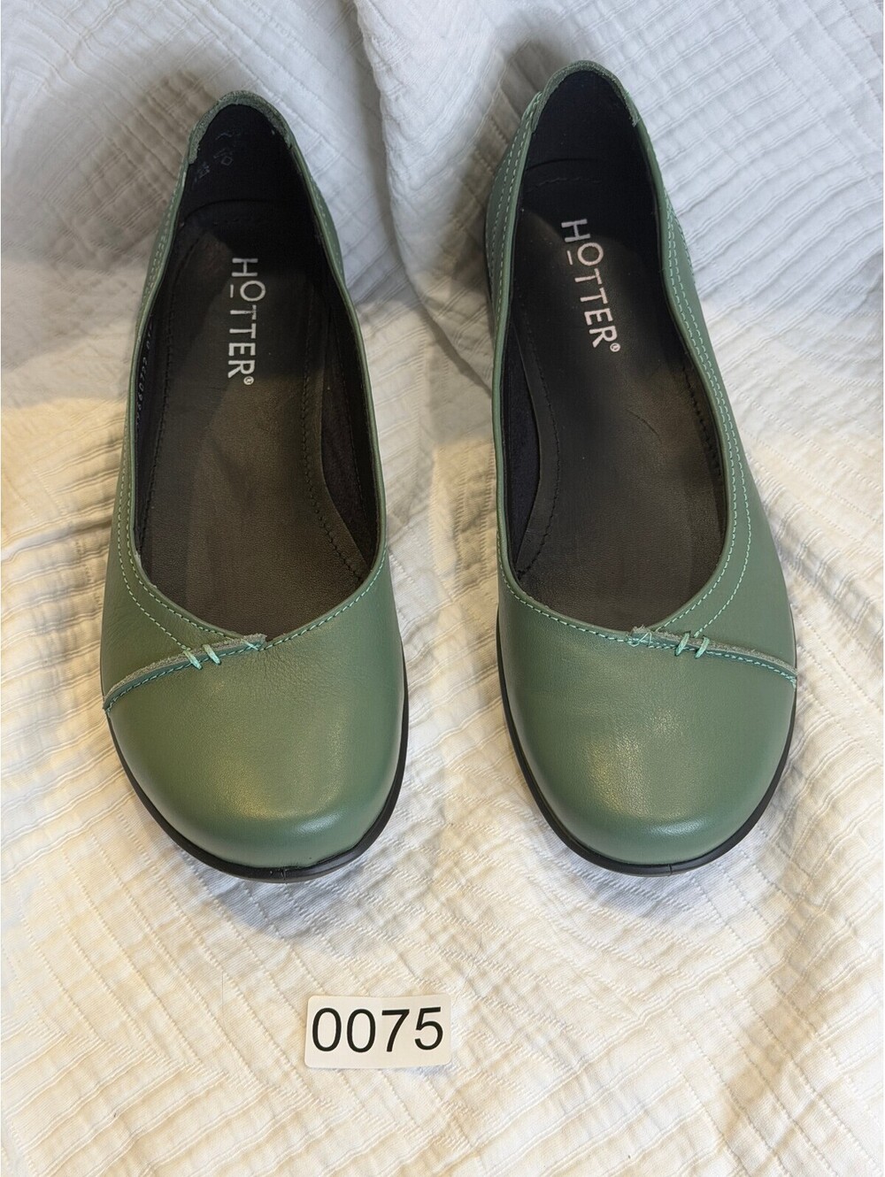 Hotter Robin II Women's Green Leather Ballet Flats Size 6.5